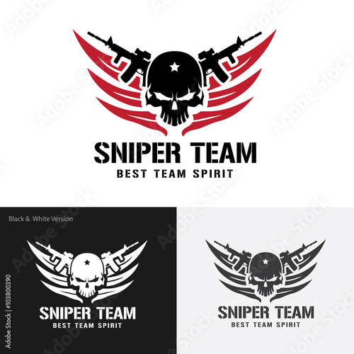 sniper team logo,skull logo,tattoo logo,vector logo template