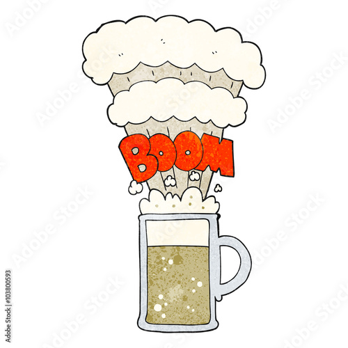 textured cartoon exploding beer