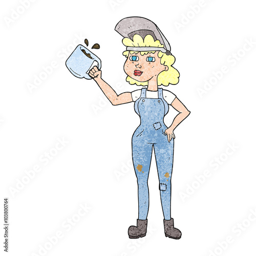 textured cartoon woman in dungarees