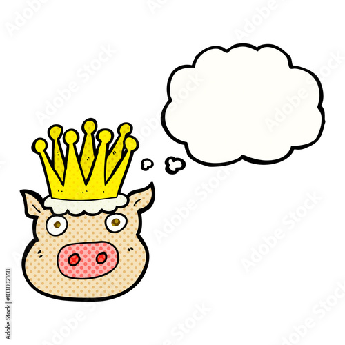 thought bubble cartoon crowned pig