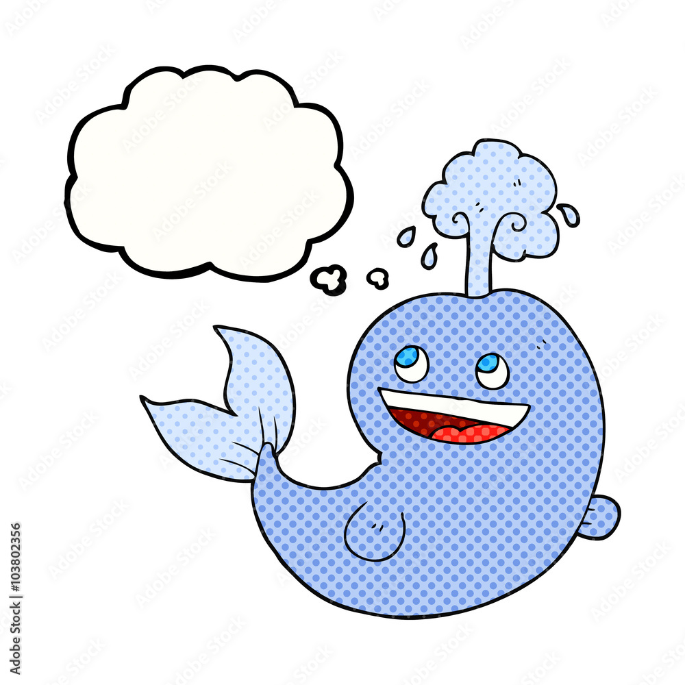 Fototapeta premium thought bubble cartoon whale spouting water