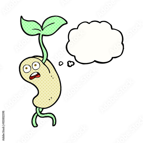 thought bubble cartoon sprouting seed
