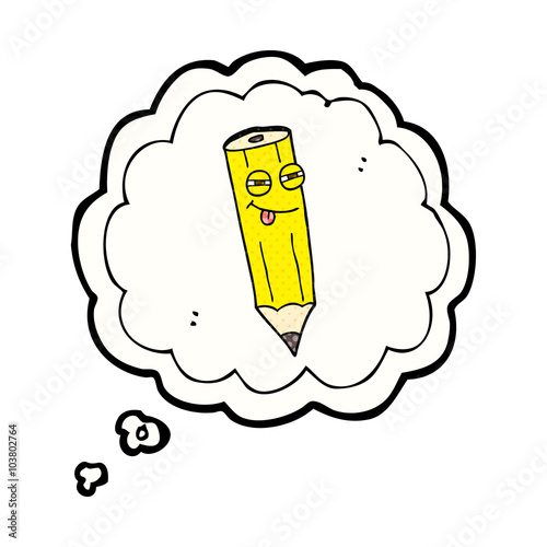 sly thought bubble cartoon pencil