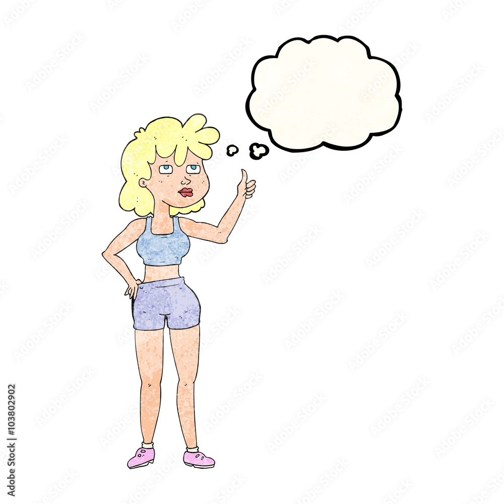 thought bubble textured cartoon gym woman thought bubble textured cartoon gym woman