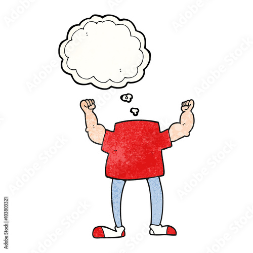 thought bubble textured cartoon headless man