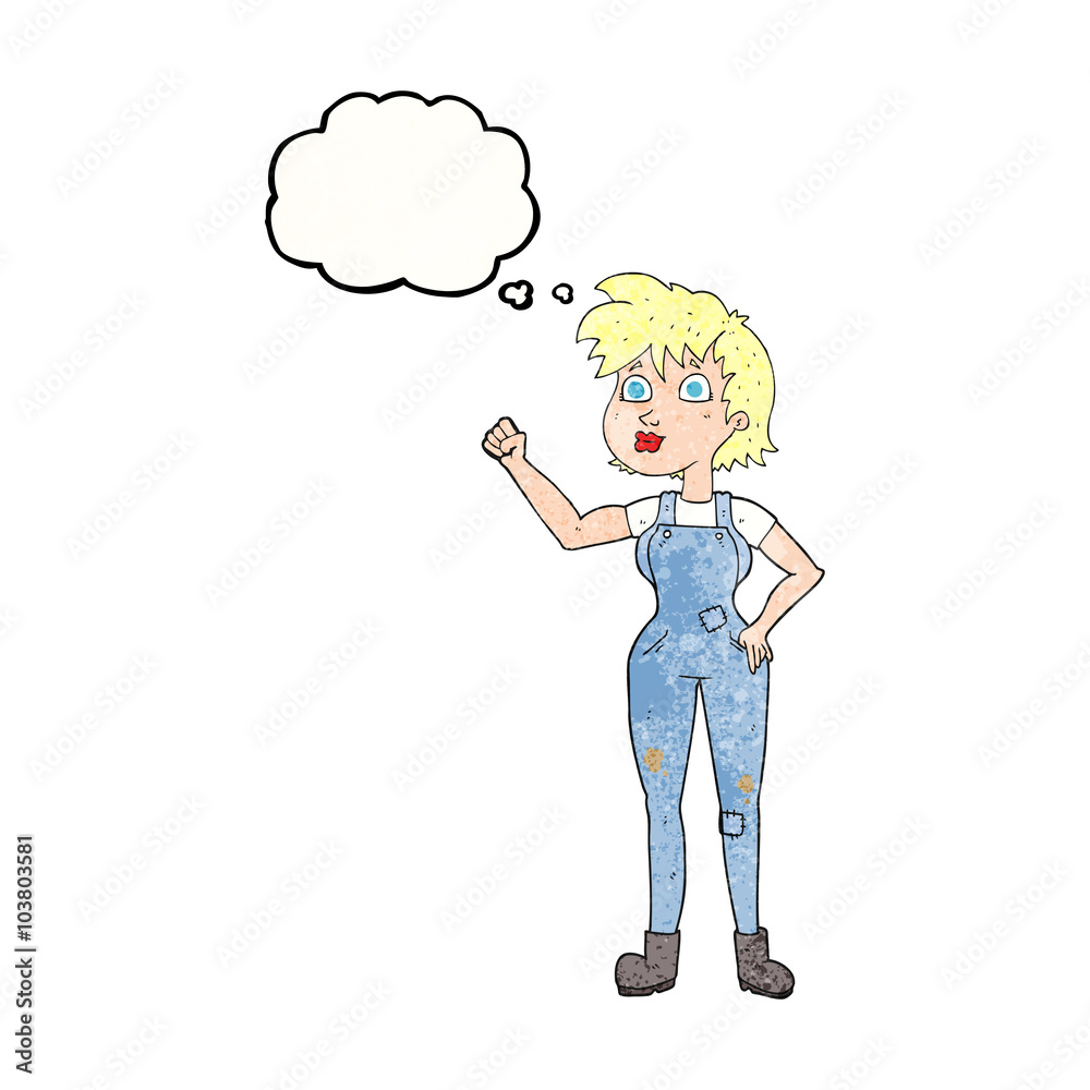 thought bubble textured cartoon confident farmer woman thought bubble textured cartoon confident farmer woman