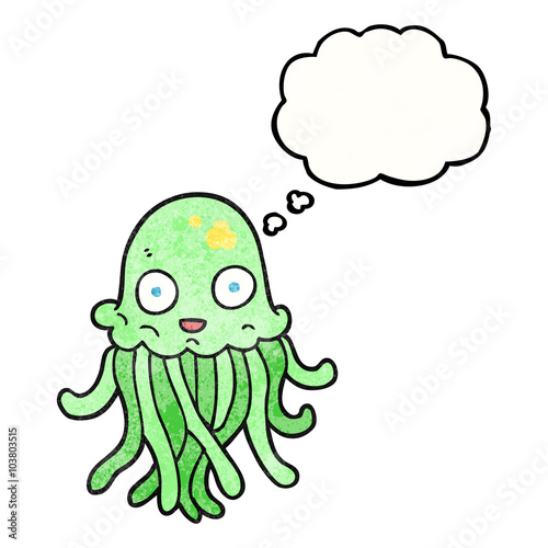 thought bubble textured cartoon octopus
