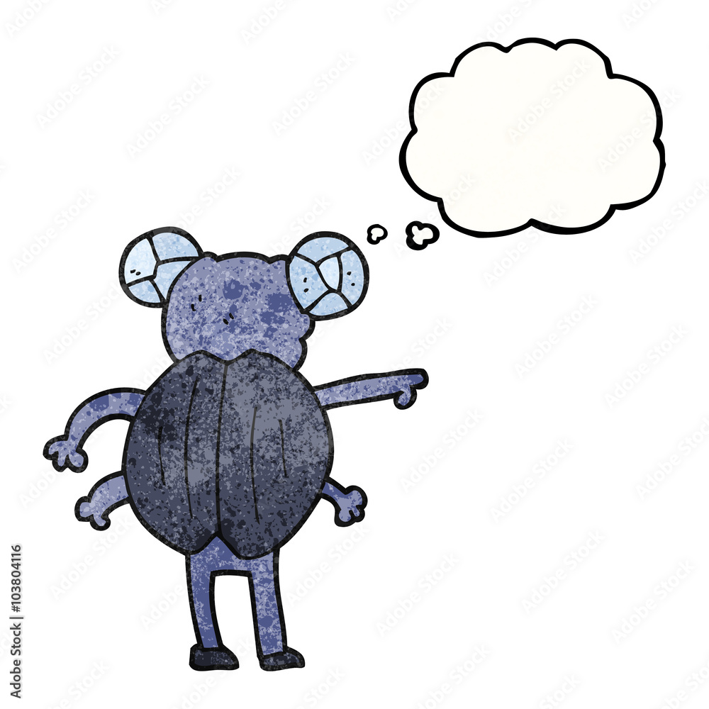 Fototapeta premium thought bubble textured cartoon pointing insect