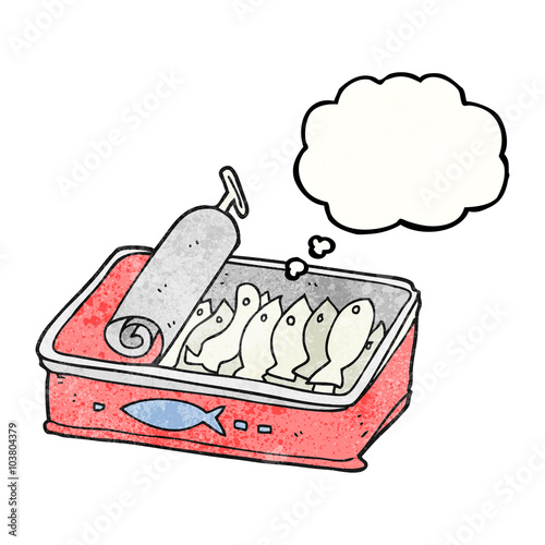 thought bubble textured cartoon can of sardines