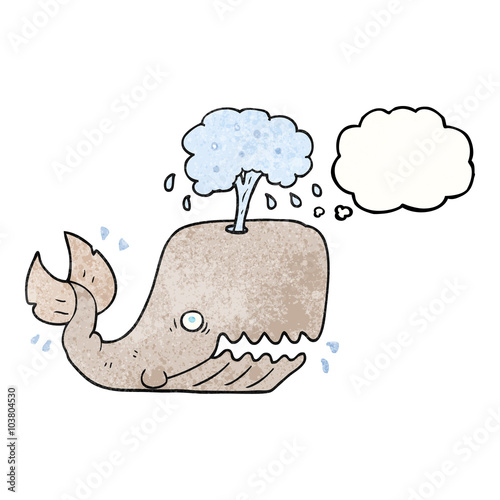 thought bubble textured cartoon whale spouting water