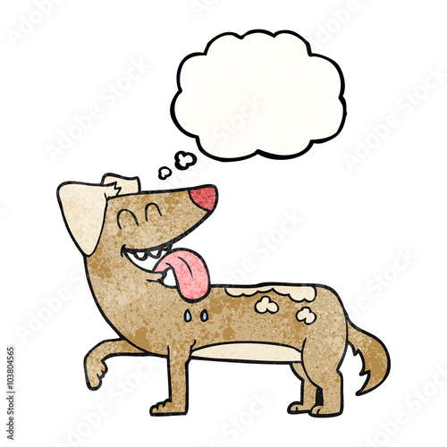 thought bubble textured cartoon panting dog