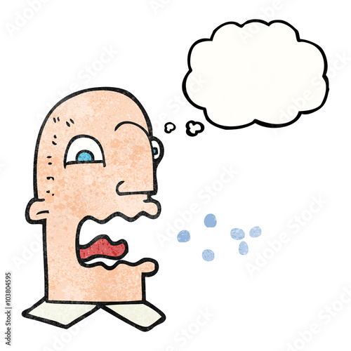 thought bubble textured cartoon burping man