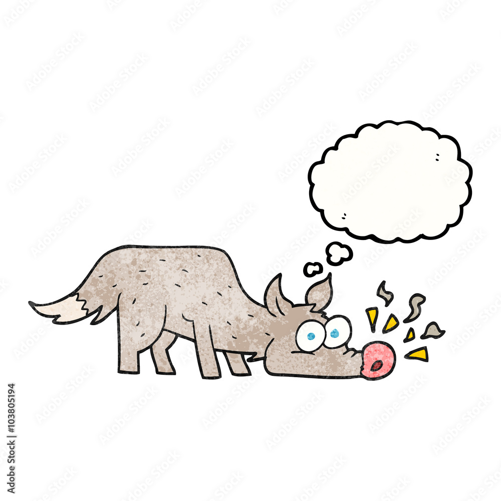 Fototapeta premium thought bubble textured cartoon dog sniffing