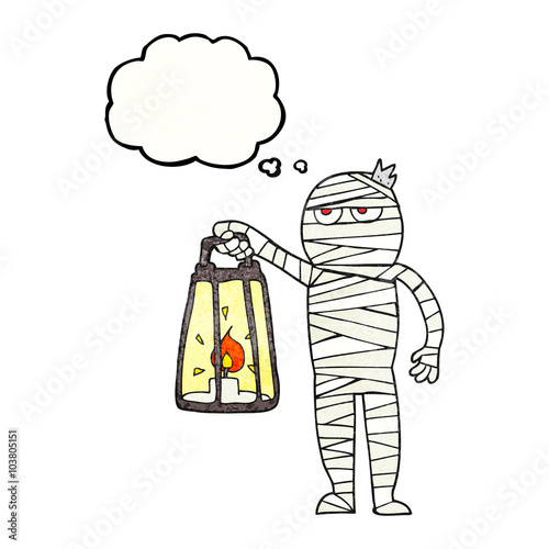 thought bubble textured cartoon mummy