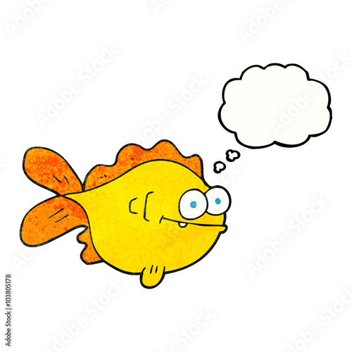 thought bubble textured cartoon fish