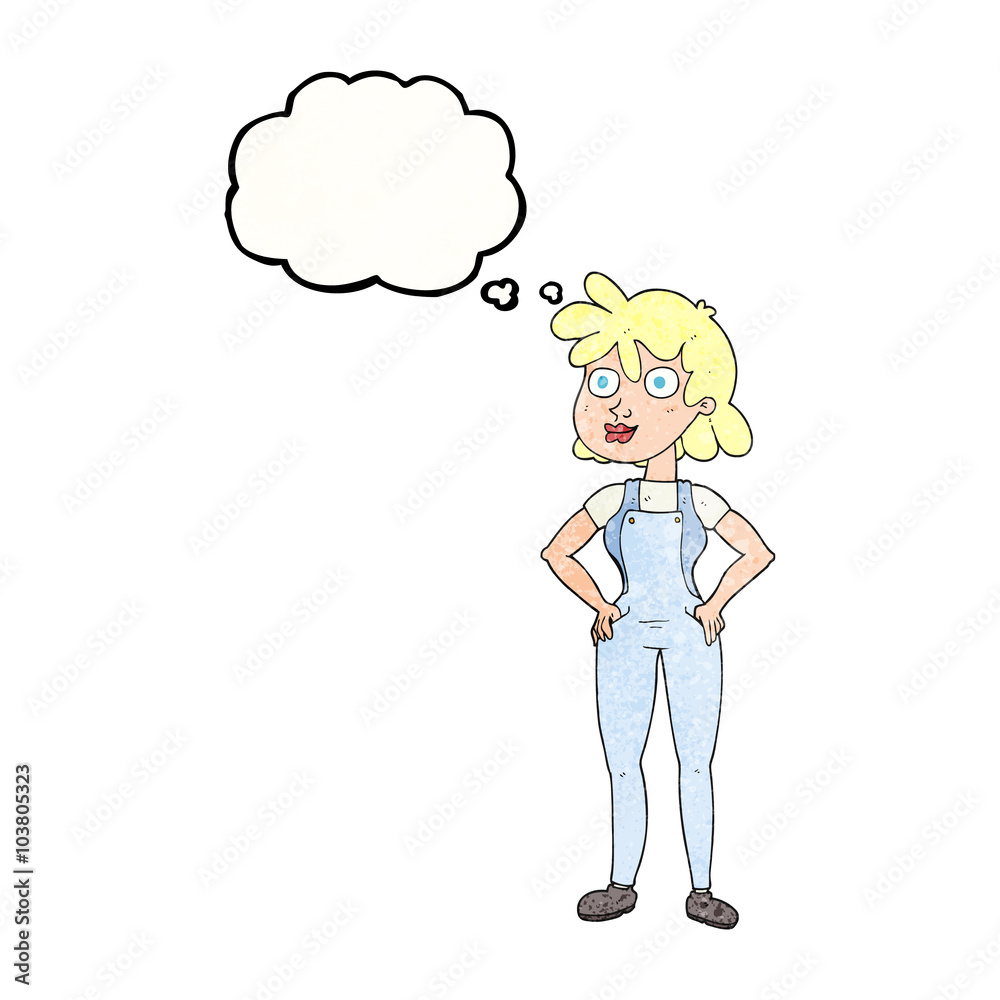 thought bubble textured cartoon farmer girl thought bubble textured cartoon farmer girl