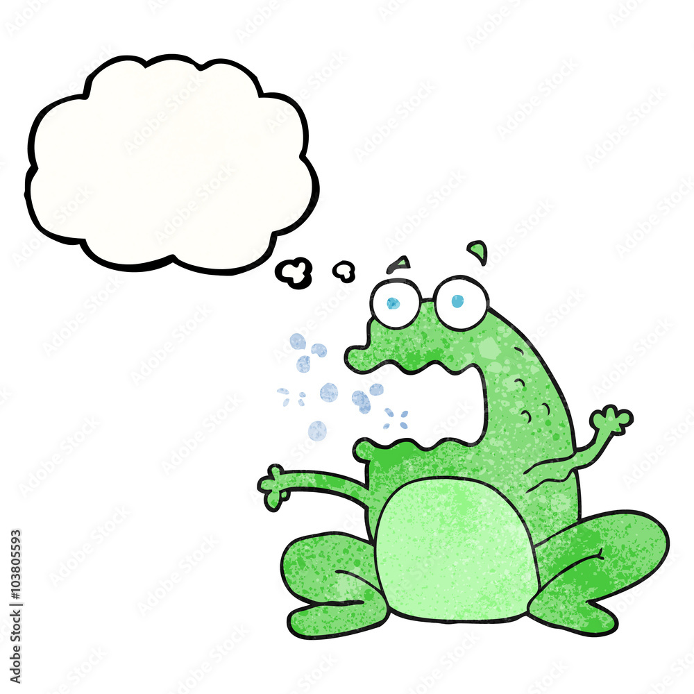 thought bubble textured cartoon burping frog