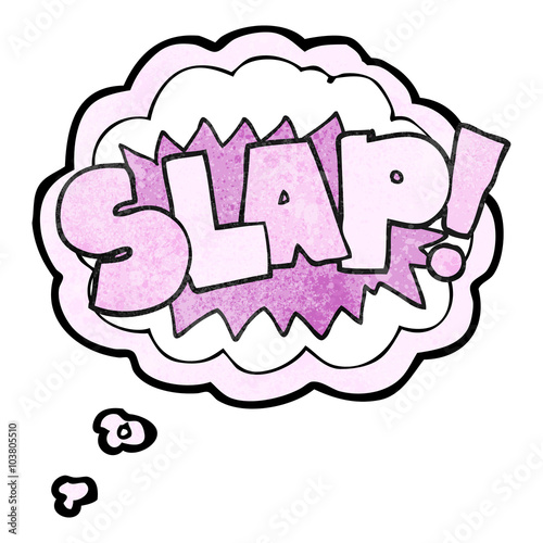 thought bubble textured cartoon slap symbol