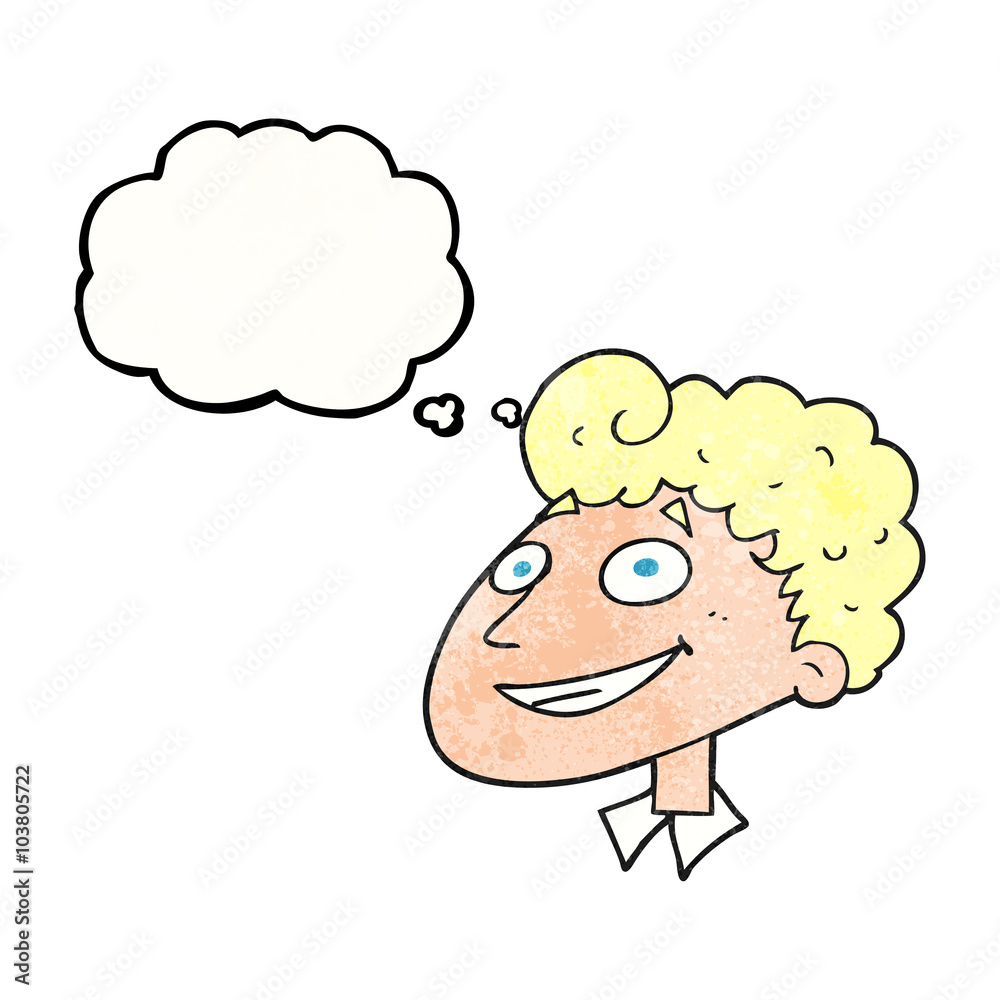 thought bubble textured cartoon happy man thought bubble textured cartoon happy man