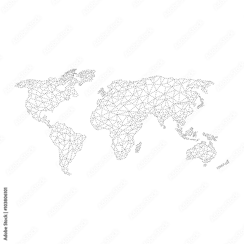 Fototapeta premium vectors World Map polygonal precision low-poly 