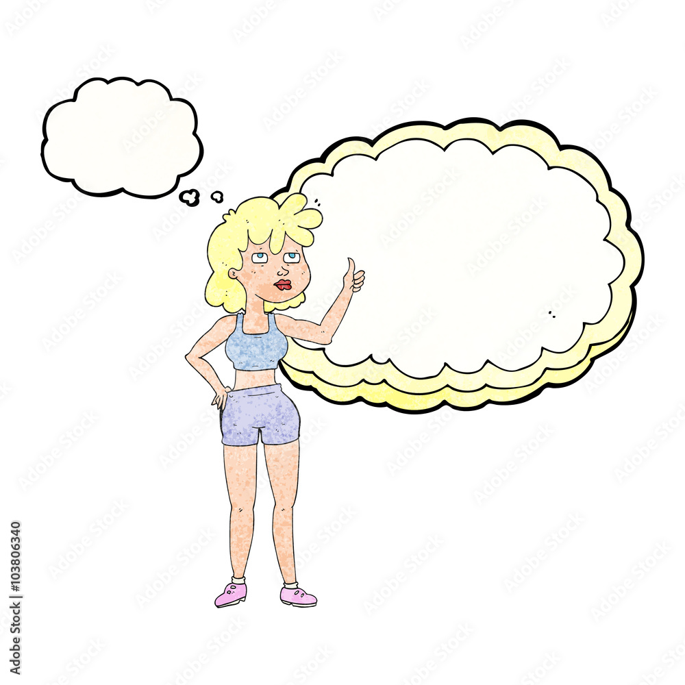thought bubble textured cartoon gym woman thought bubble textured cartoon gym woman