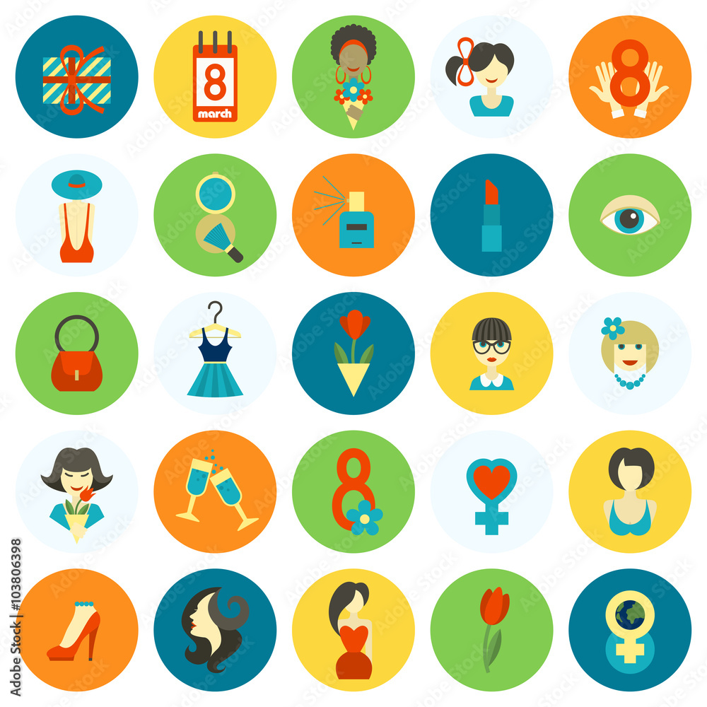 Womans Day Icon Set Womans Day Icon Set