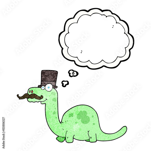 thought bubble textured cartoon posh dinosaur