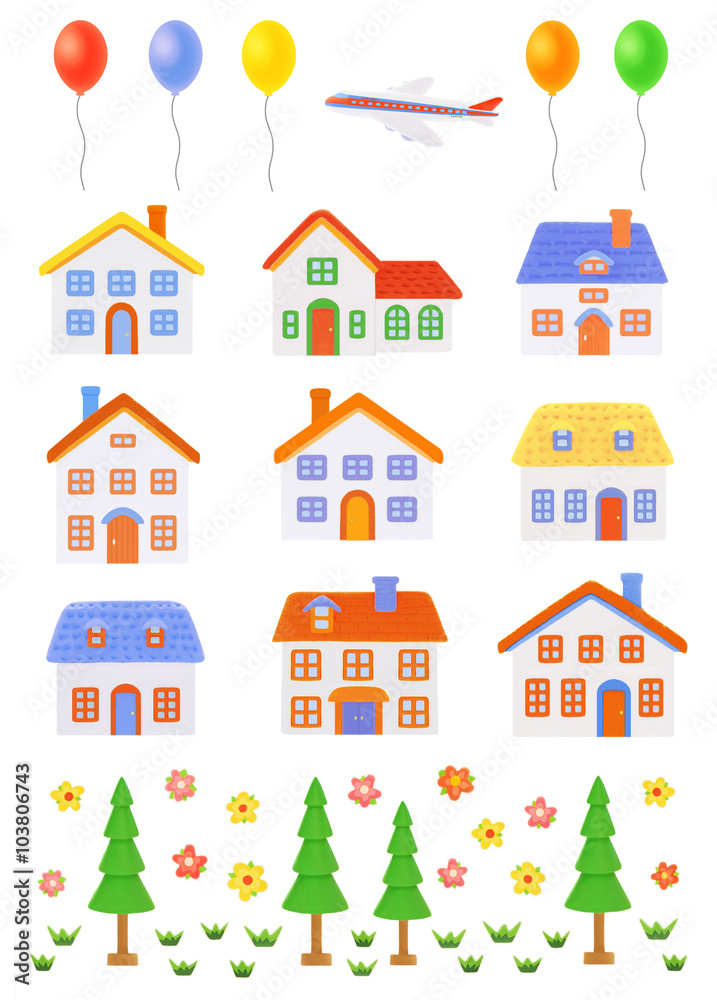 set of colorful house 