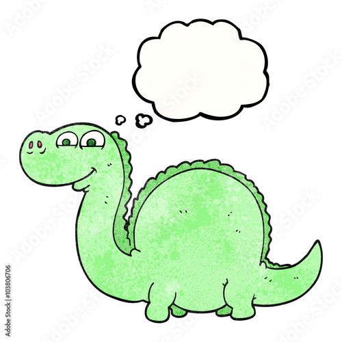 thought bubble textured cartoon dinosaur
