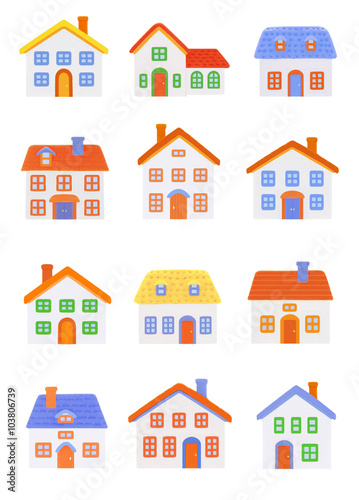 set of colorful house 