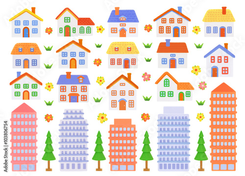 set of colorful house 
