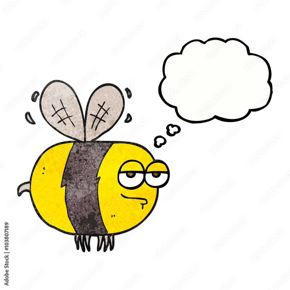 thought bubble textured cartoon unhappy bee