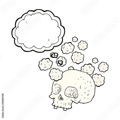 thought bubble textured cartoon old skull