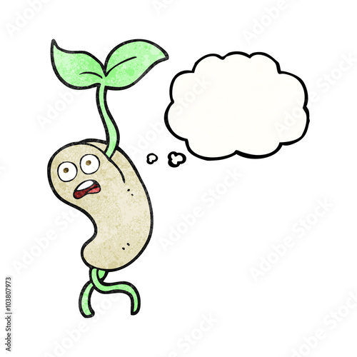 thought bubble textured cartoon sprouting seed
