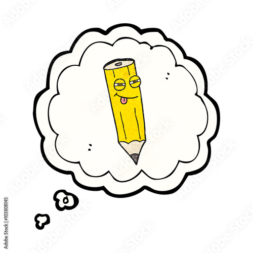 sly thought bubble textured cartoon pencil