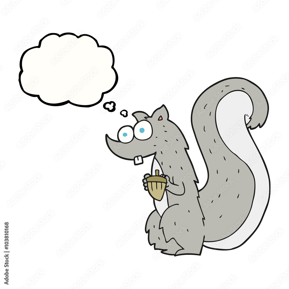 Obraz premium thought bubble cartoon squirrel with nut