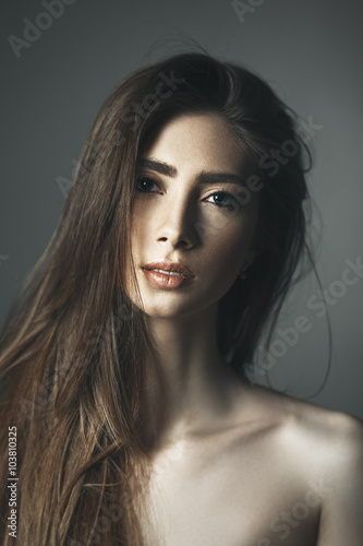 Obraz na płótnie portrait of beautiful woman with nude make-up