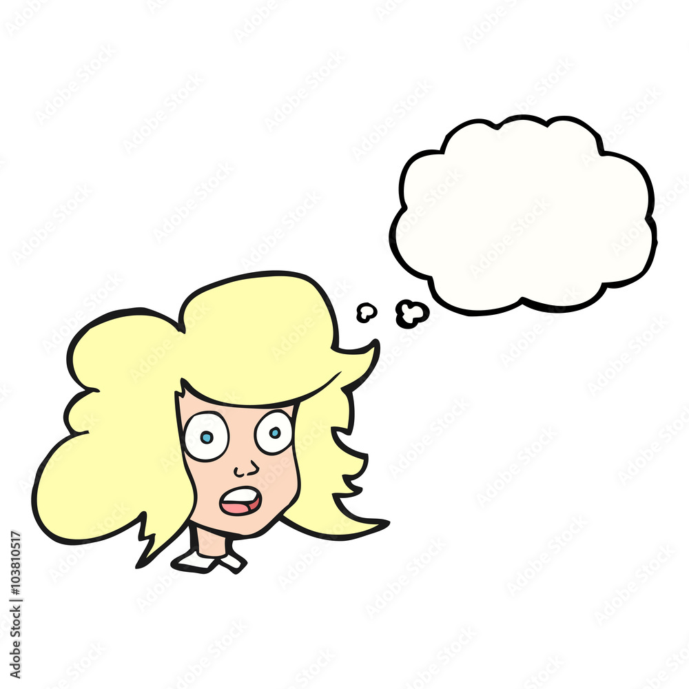thought bubble cartoon surprised female face thought bubble cartoon surprised female face
