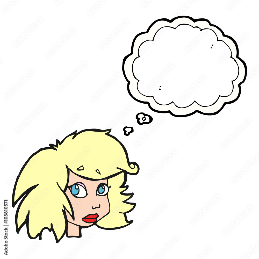 thought bubble cartoon female face thought bubble cartoon female face