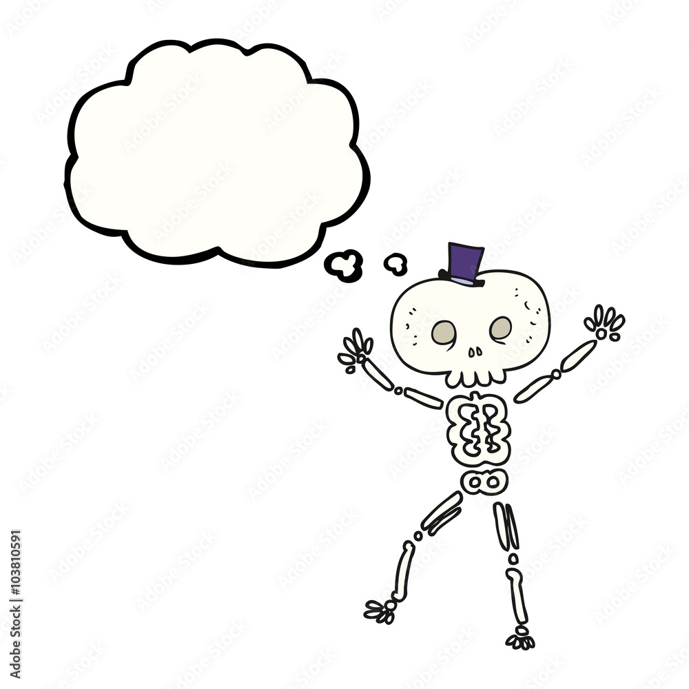 Fototapeta premium thought bubble cartoon dancing skeleton