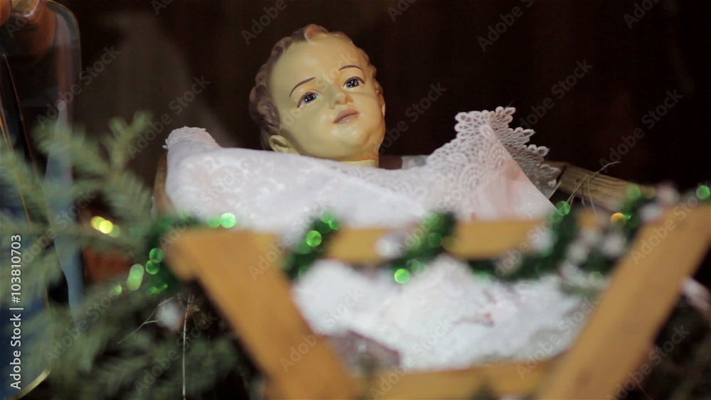 Jesus in the manger/night in a manger Jesus was born on Christmas vídeo