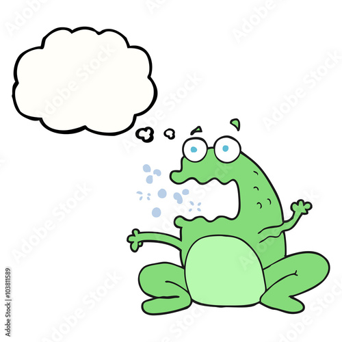 thought bubble cartoon burping frog