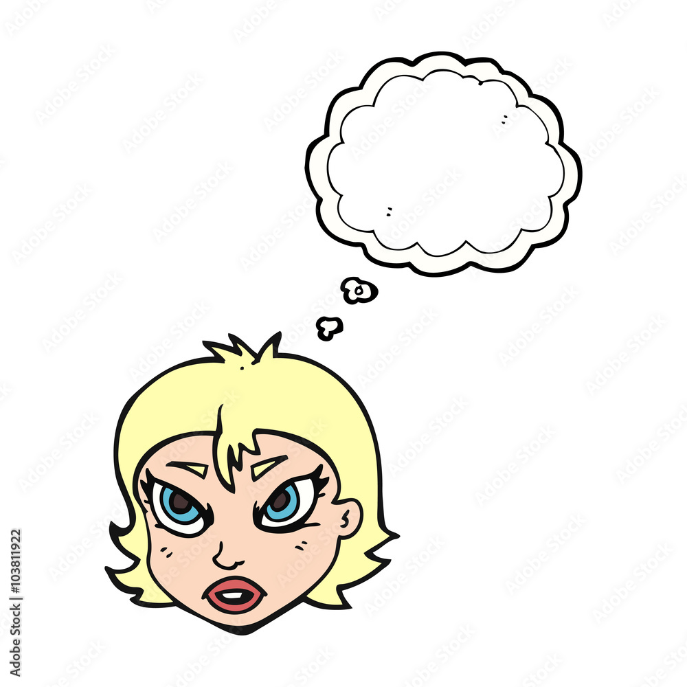 thought bubble cartoon angry female face thought bubble cartoon angry female face