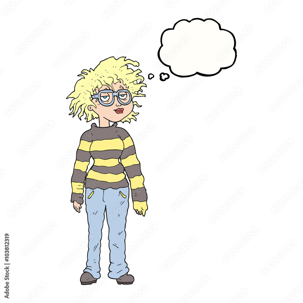thought bubble cartoon geeky girl thought bubble cartoon geeky girl