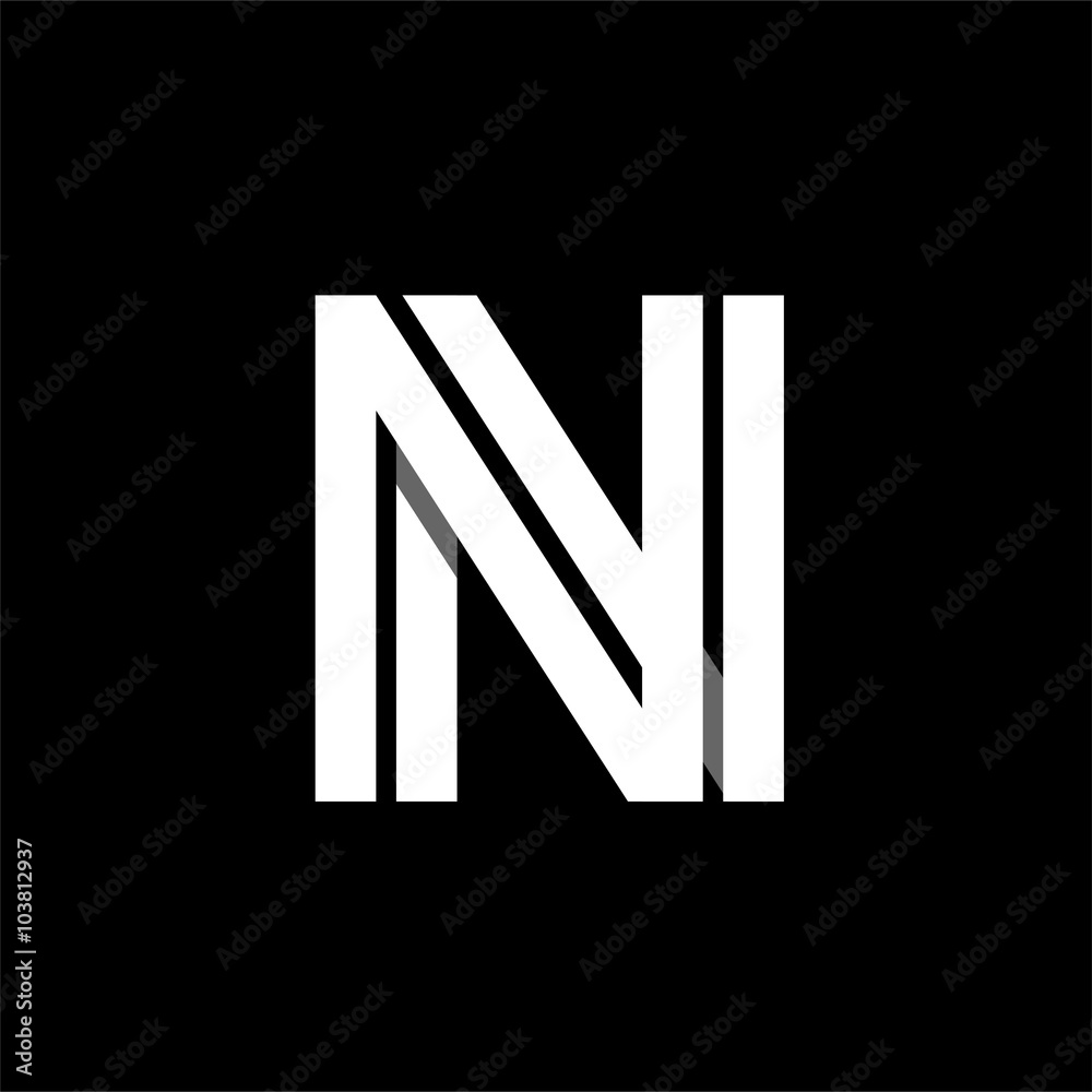 Capital letter N. Made of wide white stripes Overlapping with shadows. Logo, monogram, emblem trendy design. Capital letter N. Made of wide white stripes Overlapping with shadows. Logo, monogram, emblem trendy design.