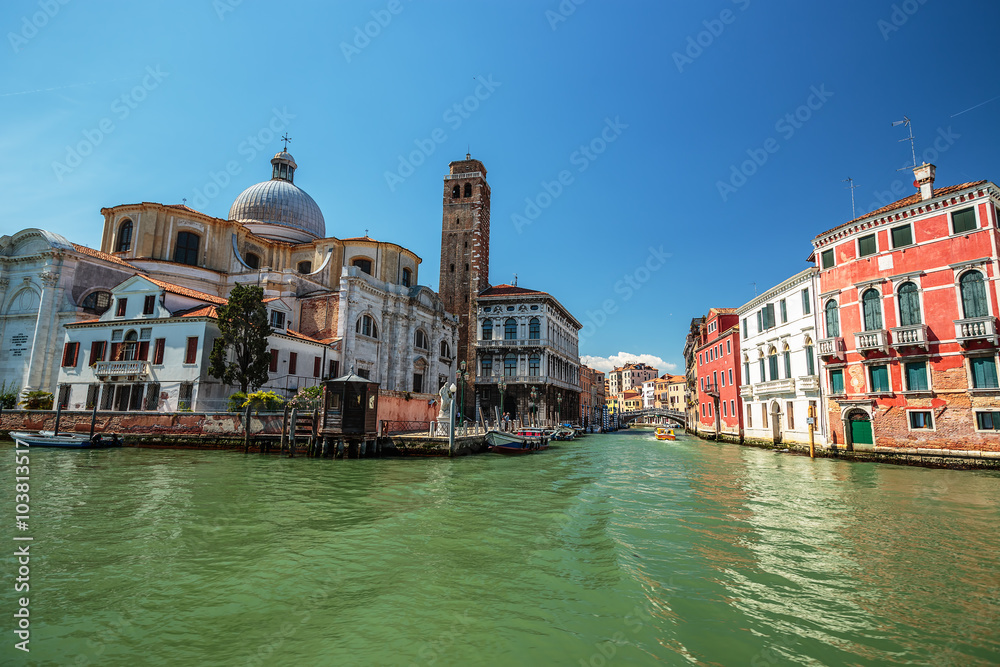 Beautiful and magical Venice, view from the sea, Italy