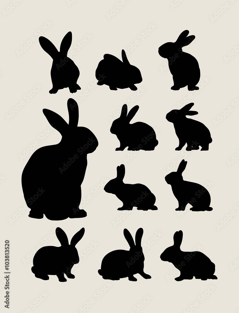 Fototapeta premium Rabbit Silhouettes, art vector design