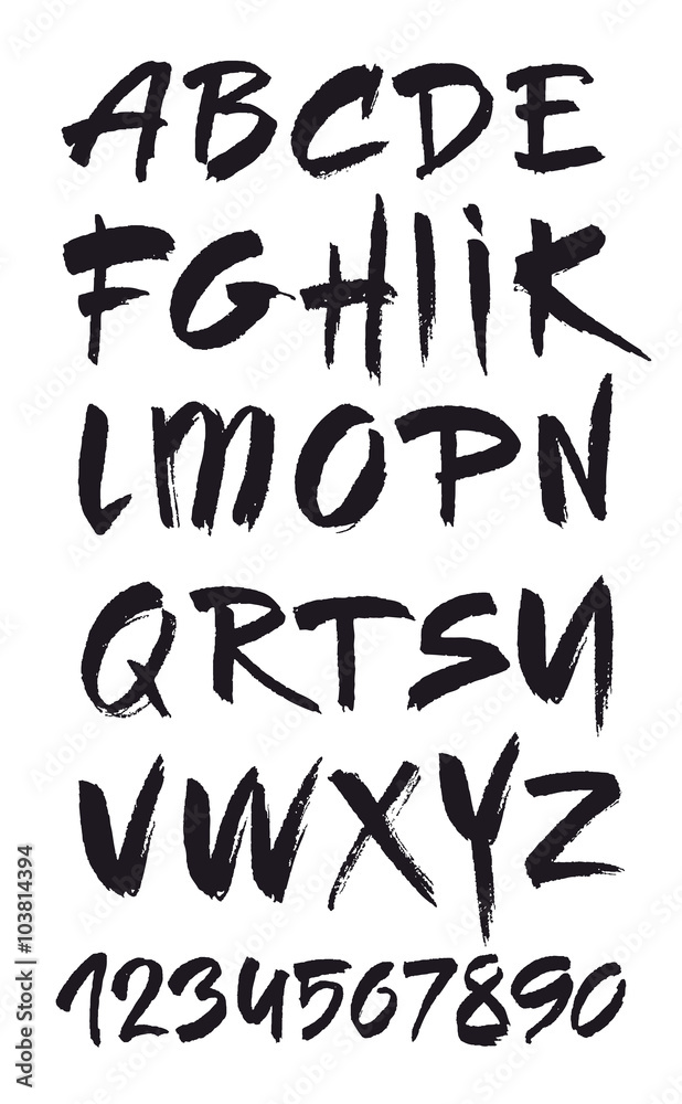 Hand drawn alphabet in retro style. ABC for your design. Letters of the alphabet written with a brush. Hand drawn alphabet in retro style. ABC for your design. Letters of the alphabet written with a brush.