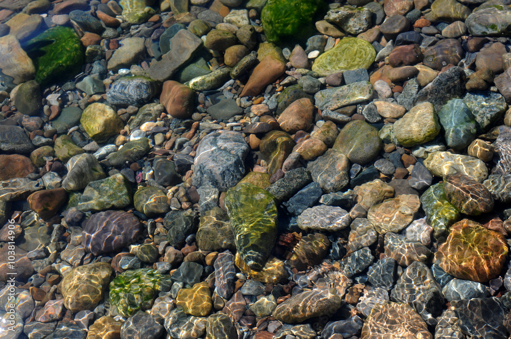 pebbles in a stream of water