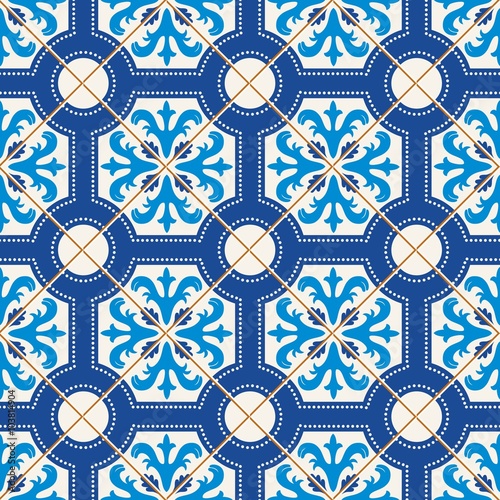 Seamless pattern . Turkish, Moroccan, Portuguese tiles, Azulejo, ornaments. Islamic Art.